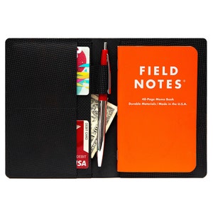 Funda de piel hecha a mano para cuadernos: notas de campo compatibles con portabolígrafos y bolsillos para tarjetas, funda para diario de 3,5" x 5,5"