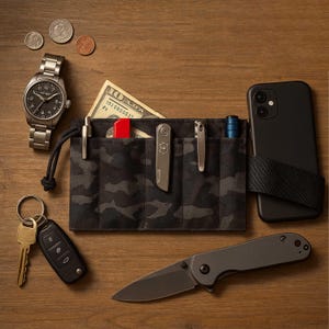 EDC oprolbare gereedschapstas | Cordura-opberger voor messen, multitools en zaklampen | Compacte uitrusting voor kamperen, wandelen en dagelijks dragen