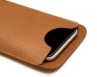 Leather Phone Sleeve Compatible with iPhone AIR 17 16 15 14 Pro/Max/13 Mini/12 Pro/11/SE/Samsung Galaxy/Pixel/OnePlus. Custom Size Available