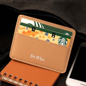 Cartera minimalista con iniciales estampadas en papel metálico: tarjetero personalizado, pequeño obsequio para hombre o mujer.