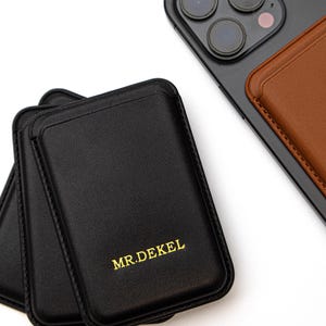 MagSafe Geldbörse mit individueller Gravur - iPhone Magnetischer Kartenhalter, personalisierter Name oder Initialen, für 3-4 Karten & Bargeld, Geschenkidee