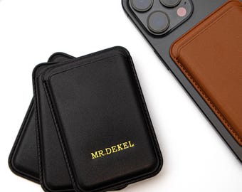 MagSafe Wallet with Custom Engraving – iPhone Magnetic Card Holder, Personalized Name or Initials, Holds 3-4 Cards & Cash, Gift Idea