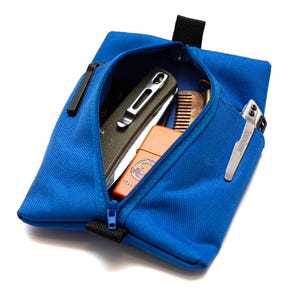 Handgemachte Tasche für Alltagsgegenstände, Notebook, Messer, Taschenlampe, Werkzeugtasche, Reißverschlusstasche, EDC Ausrüstung, Camping, Blau Cordura