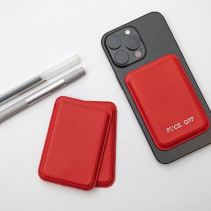 MagSafe Brieftasche mit individuellem Text - iPhone Magnetischer Kartenhalter, personalisierter Name oder Initialen, für 3-4 Karten & Bargeld, Geschenkidee für Sie / Ihn