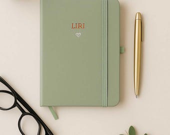Personalized A6 Pocket Notebook – Custom Name Lined Journal with Strap
