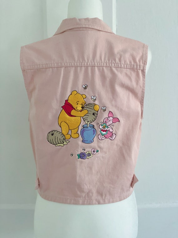 Vintage Disney Winnie the Pooh embroidered pink j… - image 1