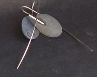 Oxidized silver earrings, oval earrings, Geometrical earrings,Minimal earrings