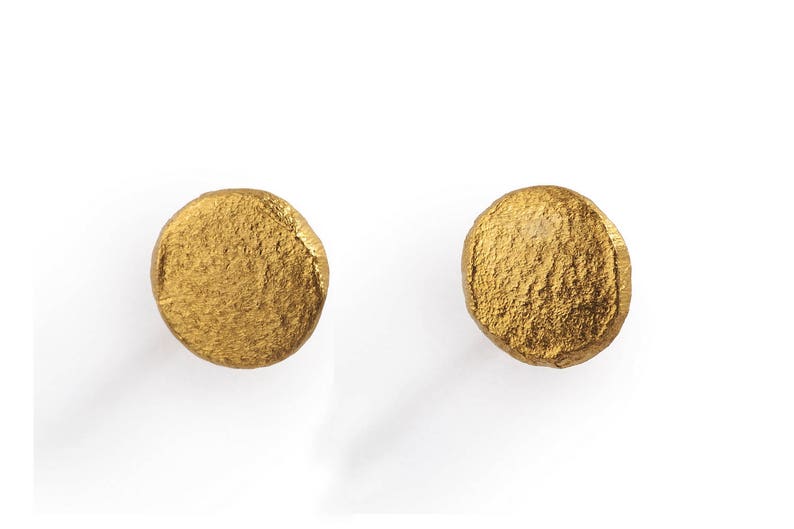 24k Gold Earrings Stud 24k Gold Rustic Earrings | Etsy
