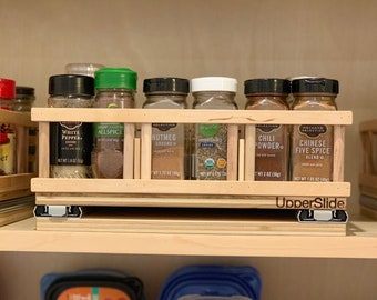 Pull Out Cabinet Drawer Organizer, UpperSlide Cabinet Pullouts Medium Pull Out Spice Rack (US 303M) – Fits most 15-inch cabinets