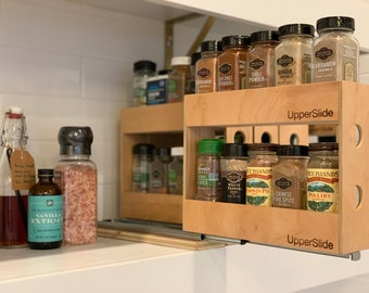 Pull Out Cabinet Drawer Organizer, UpperSlide Cabinet Pullouts Double Pull Out Spice Rack Small (US 303DS) - FREE SHIPPING