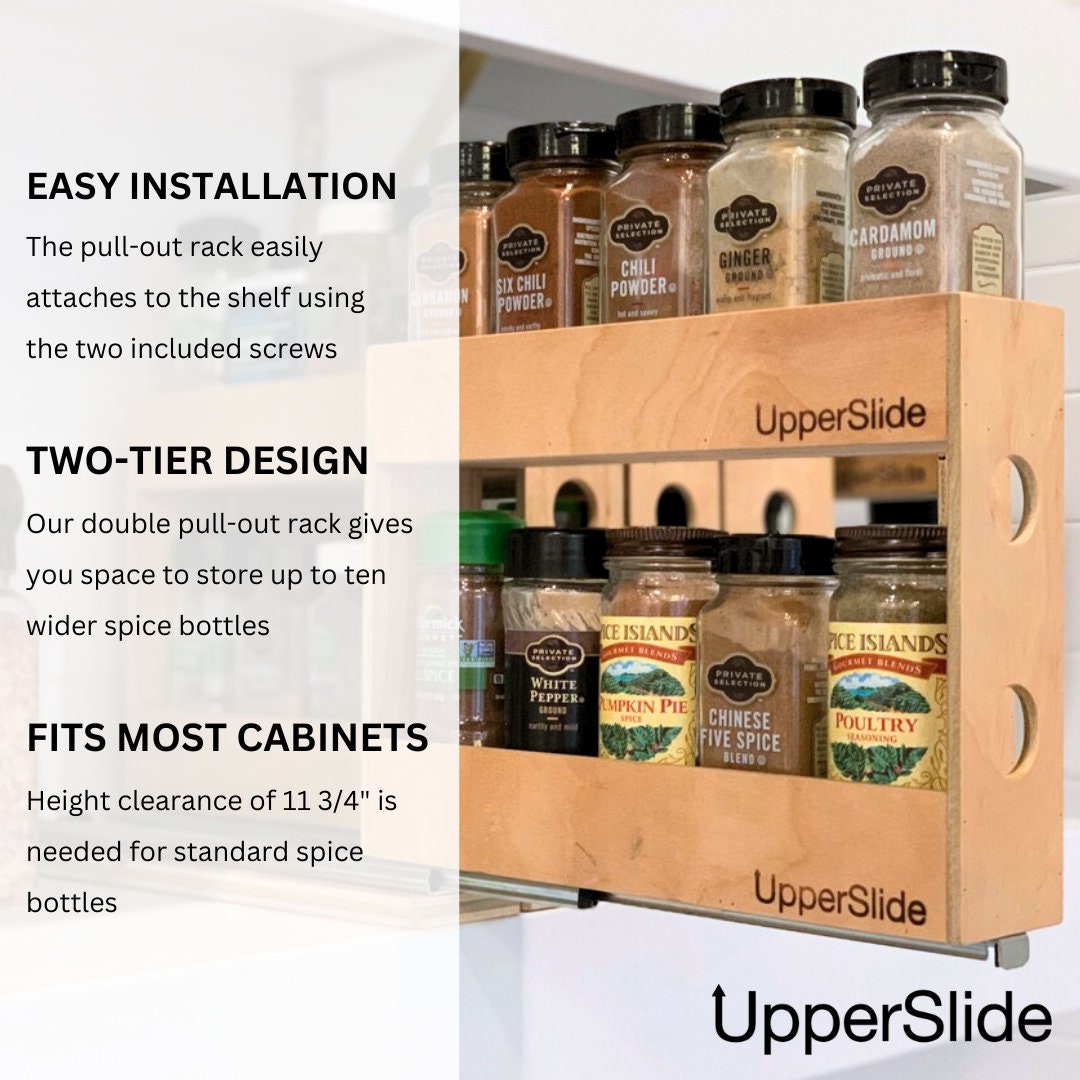 Pull Out Spice Rack Organizer, Upperslide Cabinet Pullouts Large Pull Out  Cabinet Organizer US 303L Fits Most 18-inch Cabinets 