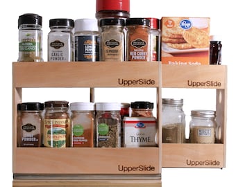 Pull Out Cabinet Drawer Organizers, Starter/Expansion Pack #2 - One Small & One Large Double Pull Out Spice Rack Bundle (US 303SEP2)