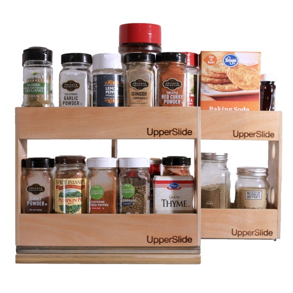 Pull Out Cabinet Drawer Organizers, Starter/Expansion Pack #2 - One Small & One Large Double Pull Out Spice Rack Bundle (US 303SEP2)