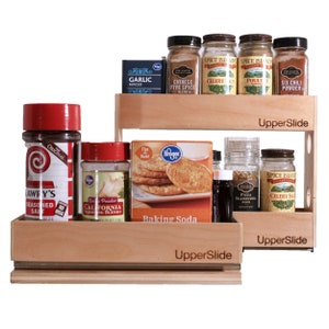 Pull Out Cabinet Drawer Organizer, Starter/Expansion Pack #3 – One Large Single & One Small Double Pull Out Spice Rack (US 303SEP3)