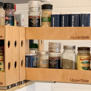 Pull Out Cabinet Drawer Organizer, UpperSlide Cabinet Pullouts Double Pull Out Spice Rack Large (US 303DL) - FREE SHIPPING