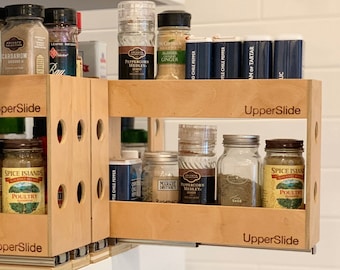 Pull Out Cabinet Drawer Organizer, UpperSlide Cabinet Pullouts Double Pull Out Spice Rack Large (US 303DL) - FREE SHIPPING