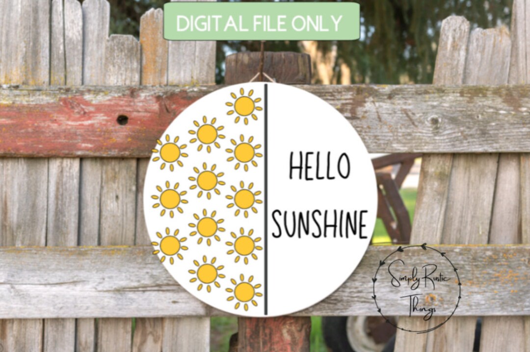 Hello Sunshine Door Hanger, Svg, Summer Door Hanger, Digital File Only ...