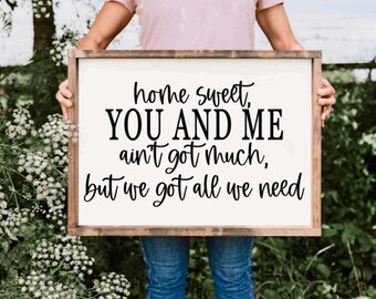 home sweet you and me sign, home sweet home,  relationship sign, love sign, above the bed, wall decor