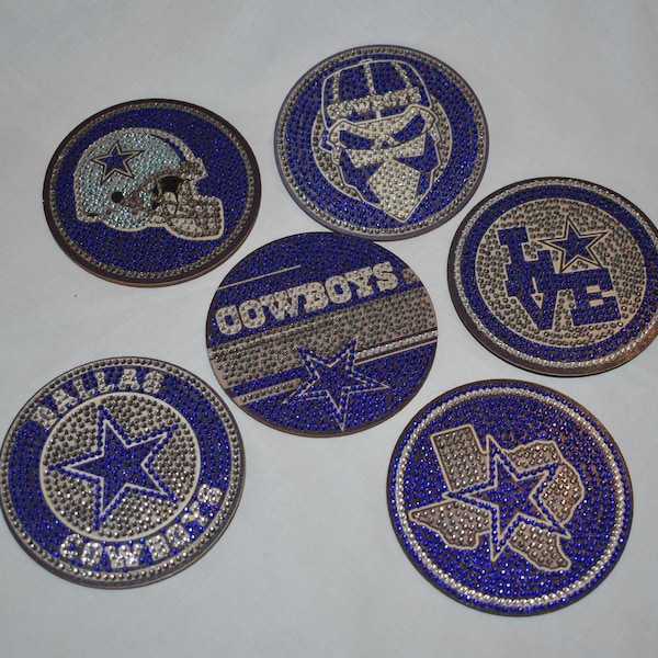 Set Of 6 Dallas Cowboys Diamond Art Coasters