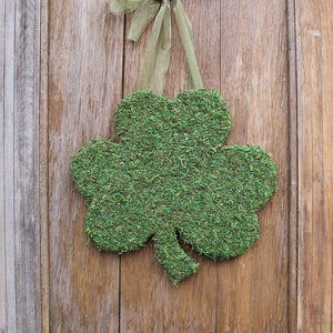 St. Patrick's Day Wreath, St. Patrick's Day Door Hanger, Shamrock Door Hanger, Shamrock, Moss Decor, St. Patrick's Day Decor, Front Door image 1