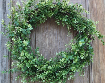 Boxwood Wreath, Spring Wreath, Green Wreath, Natural Wreath, Flowering Boxwood, Summer Decor, Anytime Wreath, Front Door Wreath, Farmhouse