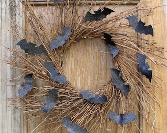 Halloween Wreath, Bat Wreath, Halloween Decor, Halloween Door Wreath, Front Door Wreath, Bat Decor, Classy Halloween Wreath, Natural Wreath