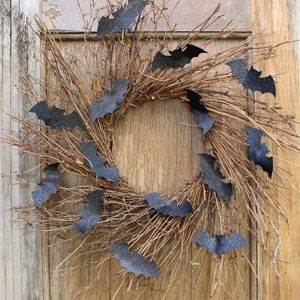 Halloween Wreath, Bat Wreath, Halloween Decor, Halloween Door Wreath, Front Door Wreath, Bat Decor, Classy Halloween Wreath, Natural Wreath image 1