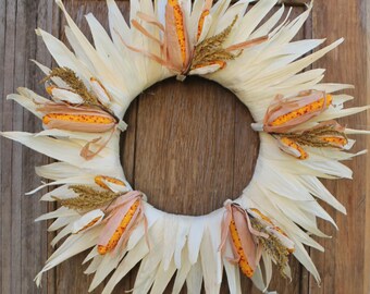Fall Wreath, Corn Husk Wreath, Corn Wreath, Autumn Wreath, Natural Wreath, Fall Decor, Rustic Wreath, Country Wreath, Thanksgiving Wreath