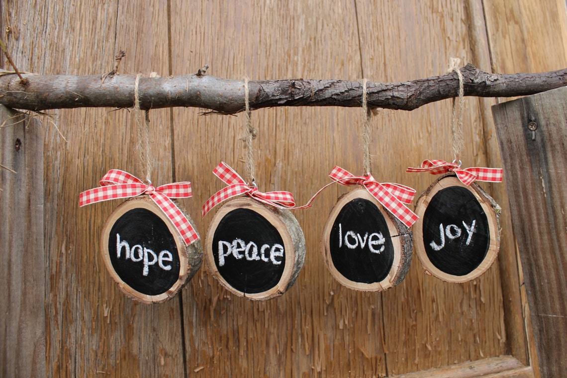 Chalkboard Christmas Ornaments Rustic Christmas Ornaments Etsy