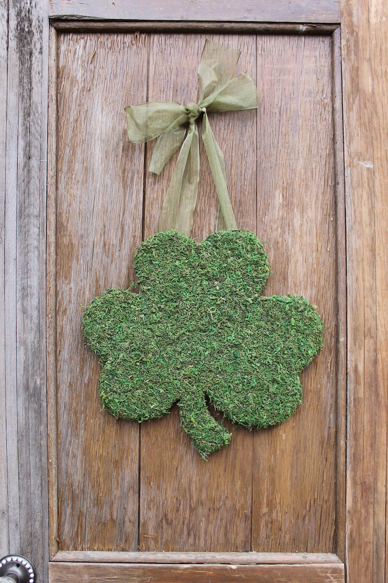 St. Patrick's Day Wreath, St. Patrick's Day Door Hanger, Shamrock Door Hanger, Shamrock, Moss Decor, St. Patrick's Day Decor, Front Door image 1