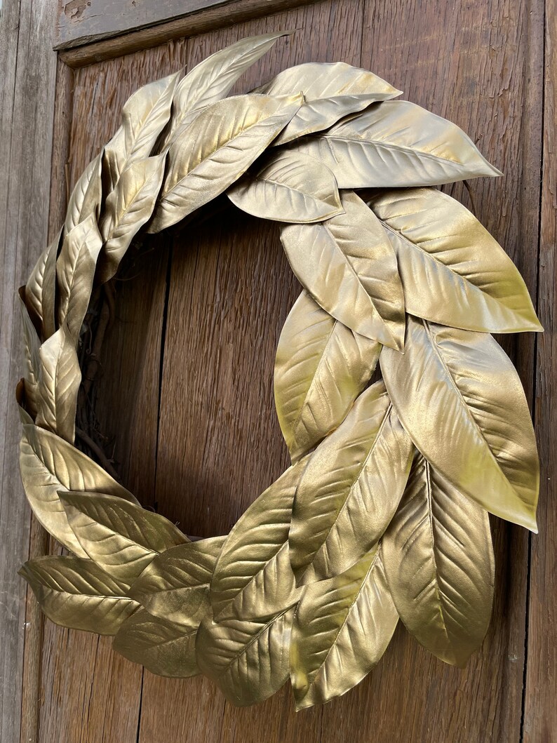 Gold Magnolia Leaf Wreath Gold Wreath Magnolia Wreath Etsy