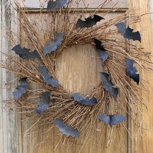 Halloween Wreath, Bat Wreath, Halloween Decor, Halloween Door Wreath, Front Door Wreath, Bat Decor, Classy Halloween Wreath, Natural Wreath image 3