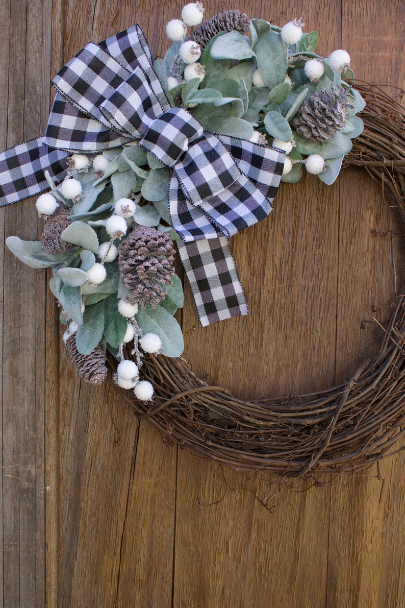 Winter Wreath, Christmas Wreath, Farmhouse Wreath, Lambs Ear Wreath ...