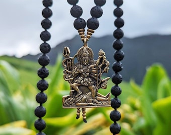 KALI • SACRED TRANSFORMATION Goddess Kali Mala 108 Mala Necklace Kali Maa Mala • Black Natural Lava Mala Necklace for Yoga + Meditation