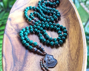 POWERFUL CHANGE Buddhist Malachite Mala Beads Ethically Sourced Malachite Necklace Knotted Mala Beads Natural Gemstone Mala Necklace