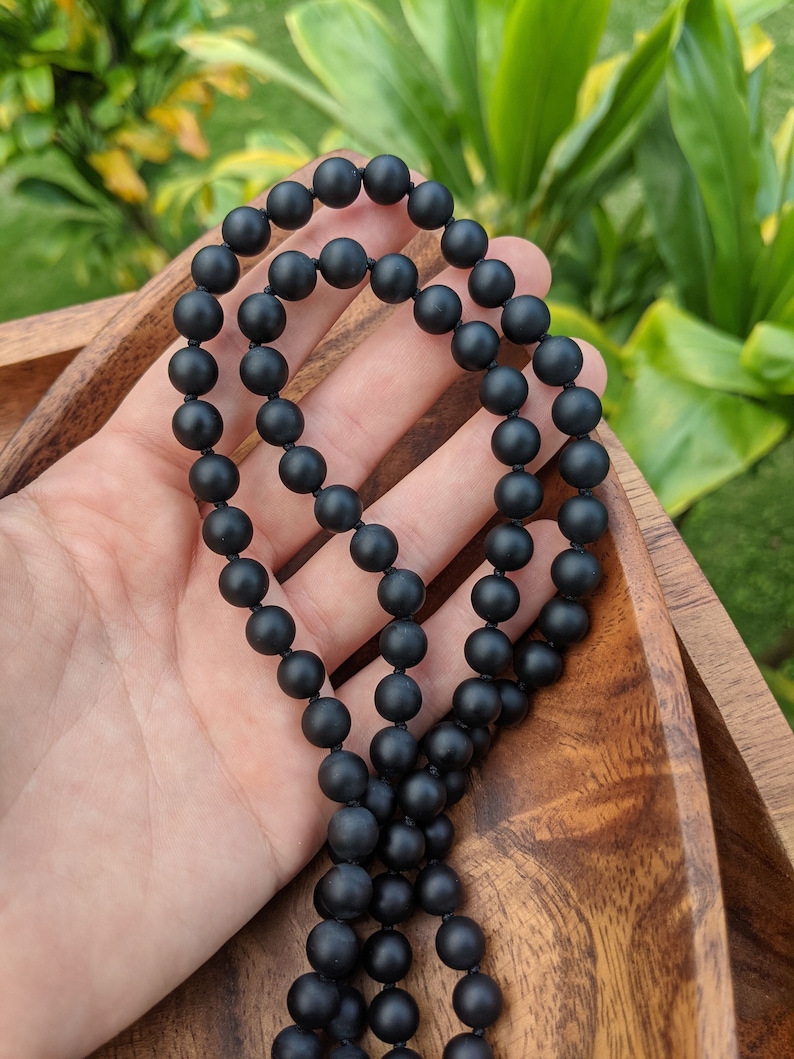 A NEW BEGINNING Buddhist Mala Necklace Matte Natural Black Onyx Mala Beads 108 Ethically-Sourced Gemstone Artisan Buddha Mala Necklace image 2