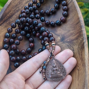 INNER STRENGTH Buddhist Mala Necklace Mala Beads 108 Jasper Buddha Mala Beads Buddha Meditation Gift Vintage Buddhist Amulet Grounding Mala image 4