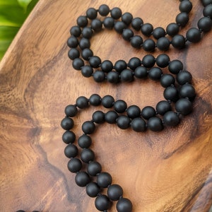 A NEW BEGINNING Buddhist Mala Necklace Matte Natural Black Onyx Mala Beads 108 Ethically-Sourced Gemstone Artisan Buddha Mala Necklace image 5