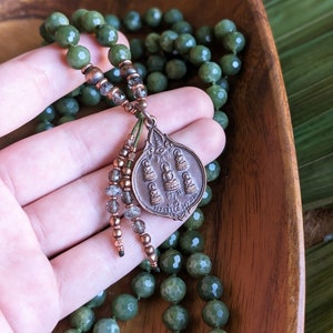 SACRED ABUNDANCE Jade Mala Beads 108 Buddha Mala Necklace British Columbia Jade Mala Buddhist Amulet Necklace, Ethical Mala Meditation Gift image 2