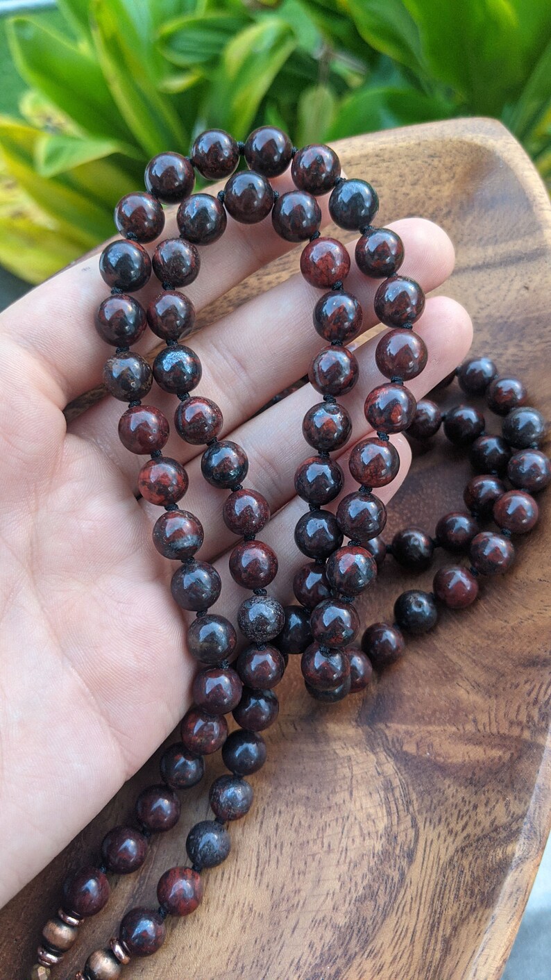 INNER STRENGTH Buddhist Mala Necklace Mala Beads 108 Jasper Buddha Mala Beads Buddha Meditation Gift Vintage Buddhist Amulet Grounding Mala image 3