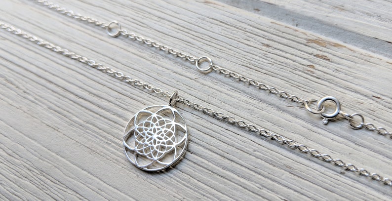 Sterling Silver Seed of Life Necklace .925 Sacred Geometry Necklace Yoga Gift Flower of Life Necklace Sacred Geometry Gift Spiritual Gift