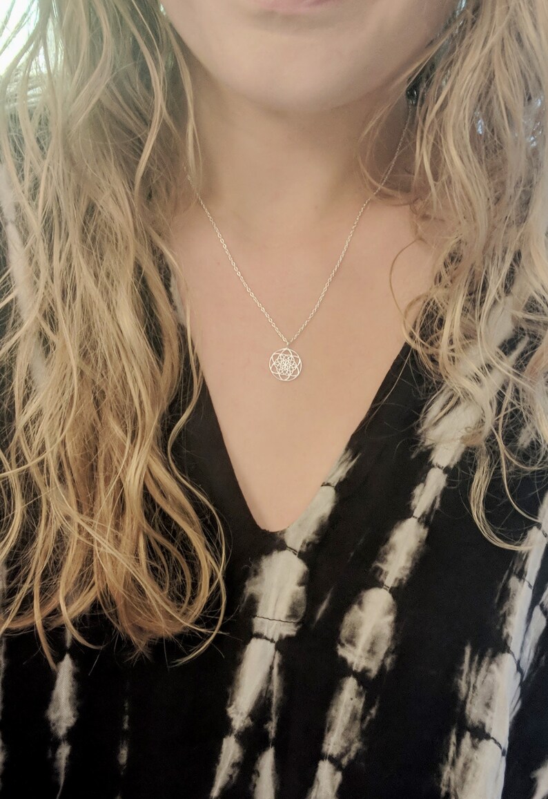 Sterling Silver Seed of Life Necklace .925 Sacred Geometry Necklace Yoga Gift Flower of Life Necklace Sacred Geometry Gift Spiritual Gift