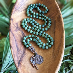 SACRED ABUNDANCE Jade Mala Beads 108 Buddha Mala Necklace British Columbia Jade Mala Buddhist Amulet Necklace, Ethical Mala Meditation Gift image 1