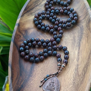 INNER STRENGTH Buddhist Mala Necklace Mala Beads 108 Jasper Buddha Mala Beads Buddha Meditation Gift Vintage Buddhist Amulet Grounding Mala image 2