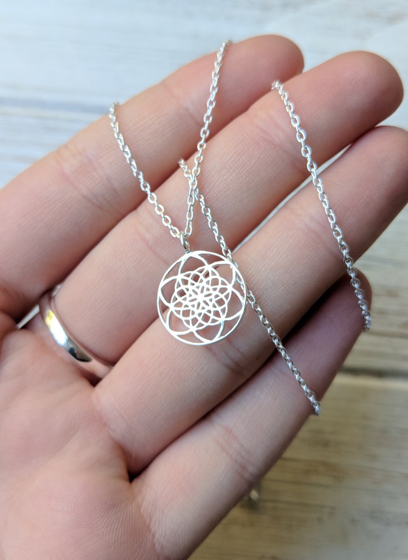 Sterling Silver Seed of Life Necklace .925 Sacred Geometry Necklace Yoga Gift Flower of Life Necklace Sacred Geometry Gift Spiritual Gift