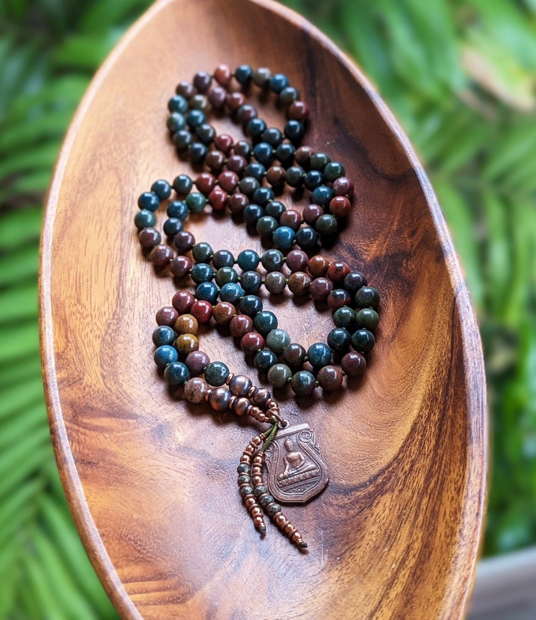 COURAGE VITALITY Bloodstone Mala Beads 108 Necklace Buddha Pendant Necklace Ethically sourced Natural Gemstone Mala Necklace Etsy