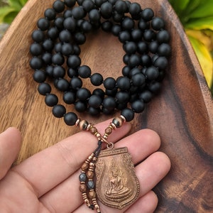 A NEW BEGINNING Buddhist Mala Necklace Matte Natural Black Onyx Mala Beads 108 Ethically-Sourced Gemstone Artisan Buddha Mala Necklace image 3