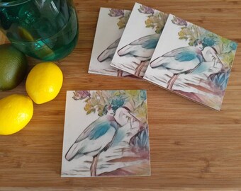 Featuring Original Patterson Art Studio Artwork handmade from stone and cork Ready to ship. Coasters set of 4 stone Sea Turtle coasters