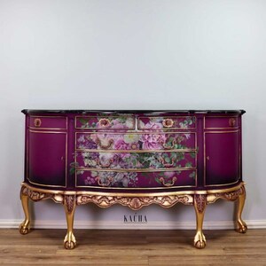 MORNING PURPLE Rub on Flower Furniture Transfer, Furniture Decal, Redesign with Prima Morning Purple 24 x 35 image 3