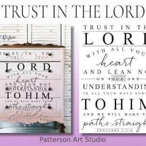 Rub on Furniture Transfer, Spiritual Faith Based Furniture Decal, Redesign with Prima, Trust In The Lord 24&quot; x 32&quot;